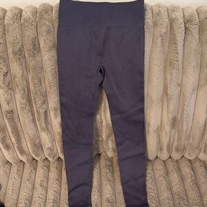 Girls' Navy Ribbed High-Waist Leggings